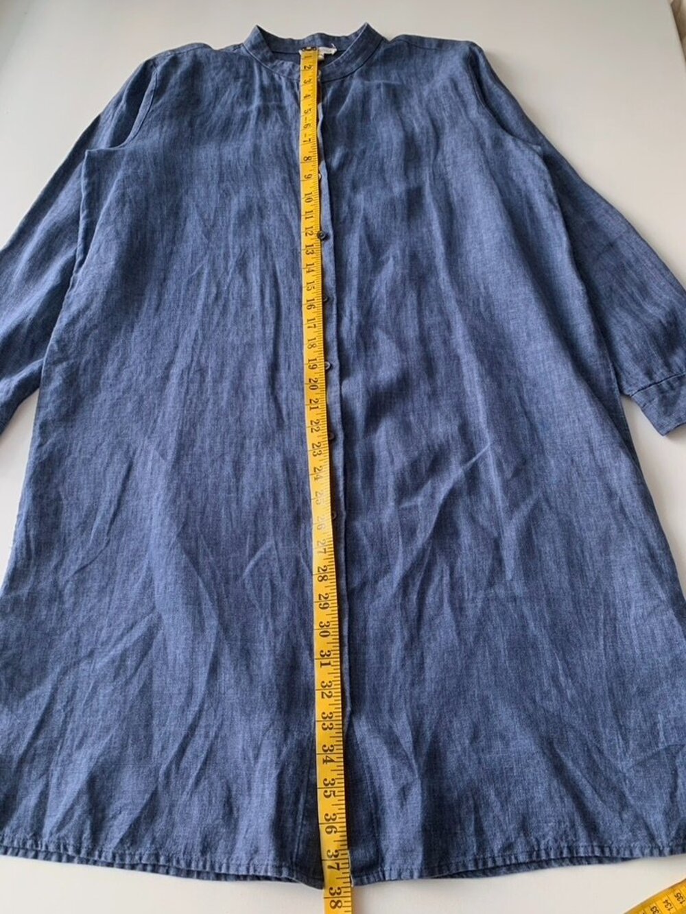 Eileen Fisher Washed organic Linen Delave Shirtdress Size XS Easy Fit - Picture 7 of 11